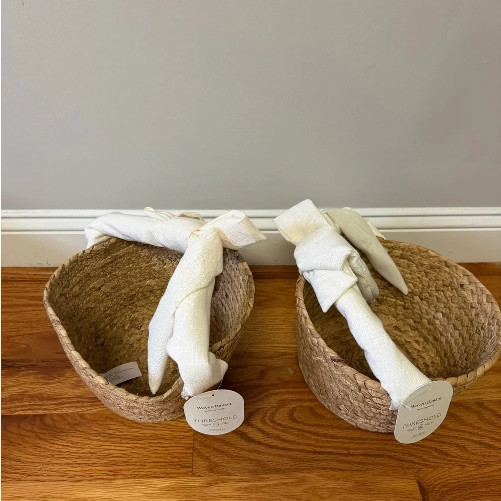 Threshold Water Hyacinth Basket - Natural and Cream set of 2